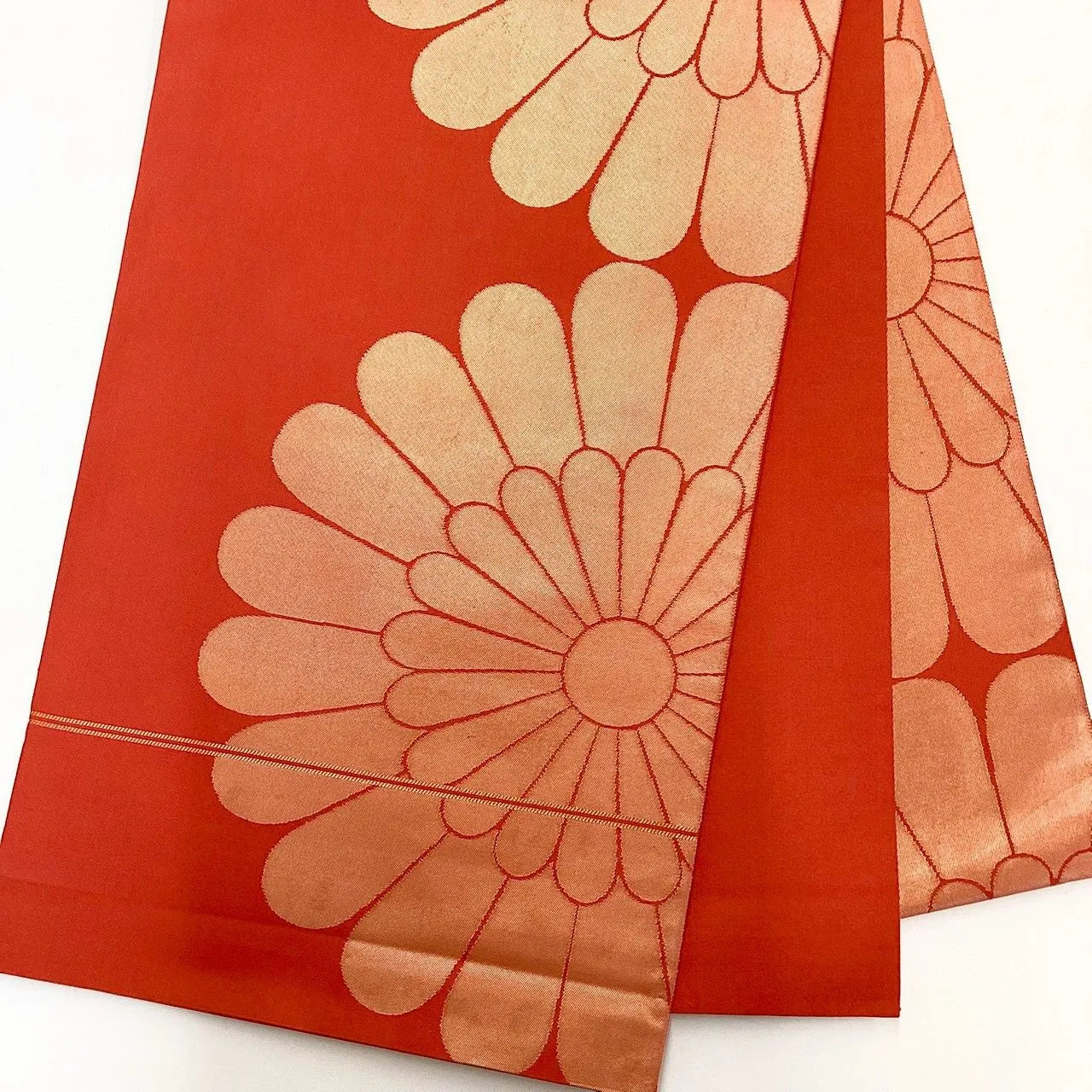 6236# Japanese Vintage Fukuro Obi Belt Kimono Fabric Silk Traditional Red