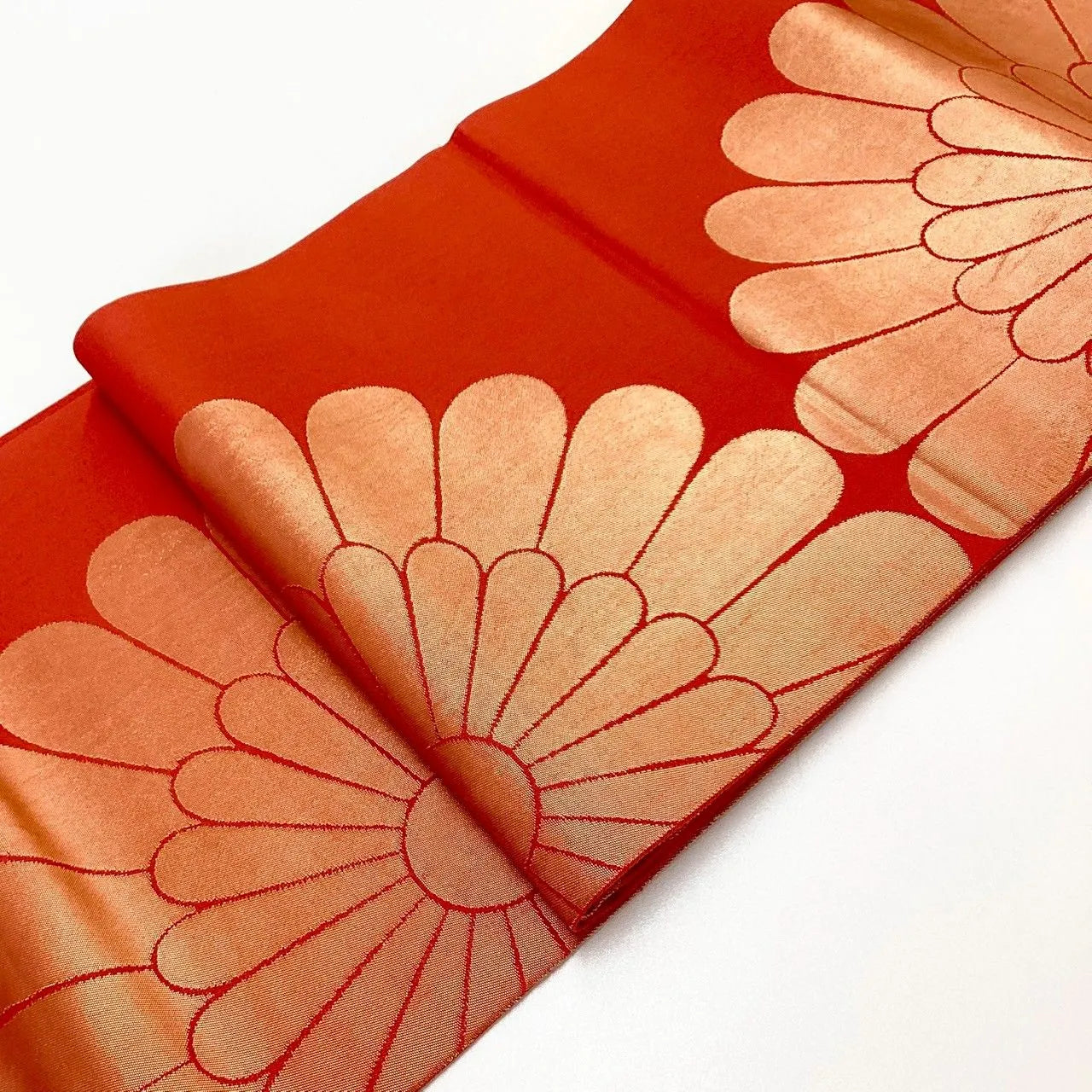 6236# Japanese Vintage Fukuro Obi Belt Kimono Fabric Silk Traditional Red