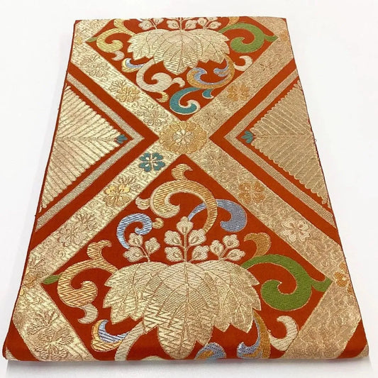6230# Japanese Vintage Fukuro Obi Belt Kimono Fabric Silk Traditional 　