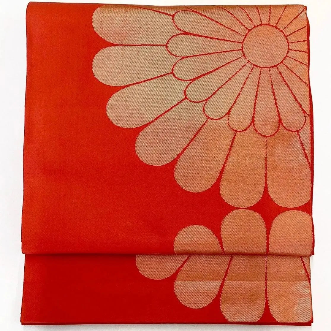 6236# Japanese Vintage Fukuro Obi Belt Kimono Fabric Silk Traditional Red