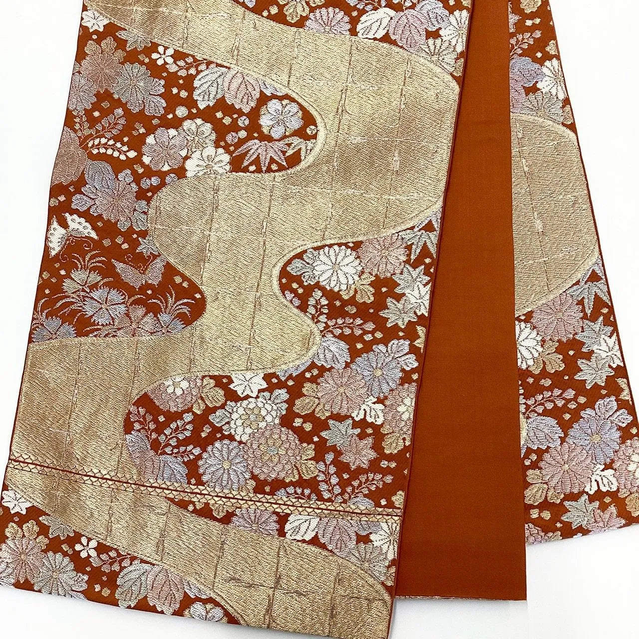 6240# Japanese Vintage Fukuro Obi Belt Kimono Fabric Silk Traditional