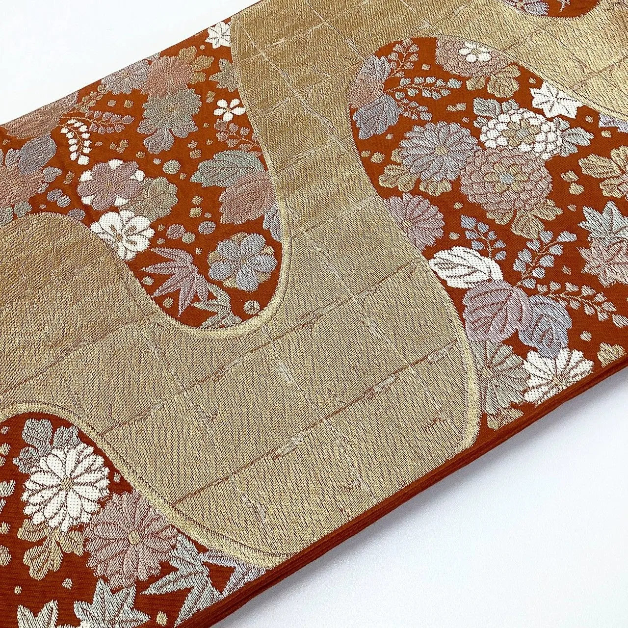 6240# Japanese Vintage Fukuro Obi Belt Kimono Fabric Silk Traditional