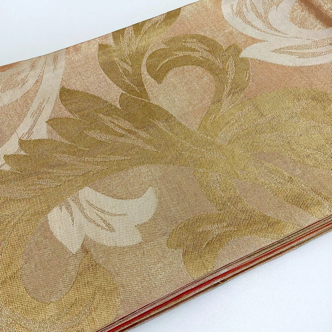6245# Japanese Vintage Fukuro Obi Belt Kimono Fabric Silk Traditional Gold