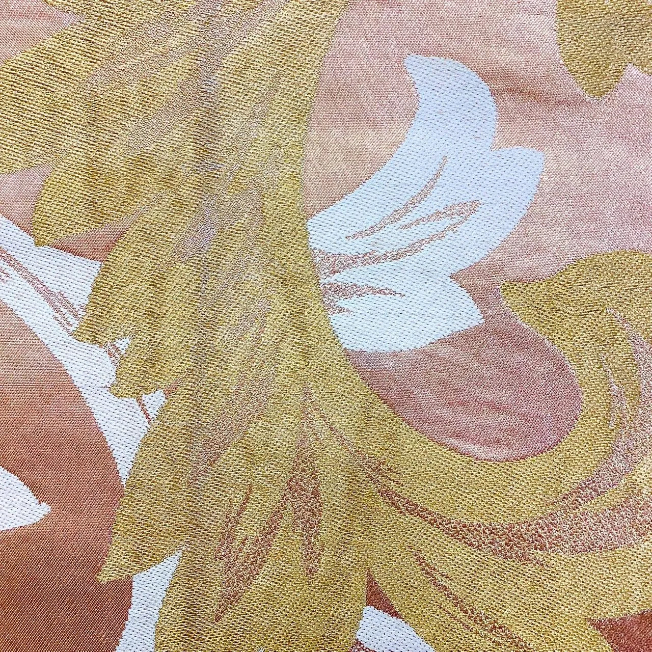 6245# Japanese Vintage Fukuro Obi Belt Kimono Fabric Silk Traditional Gold