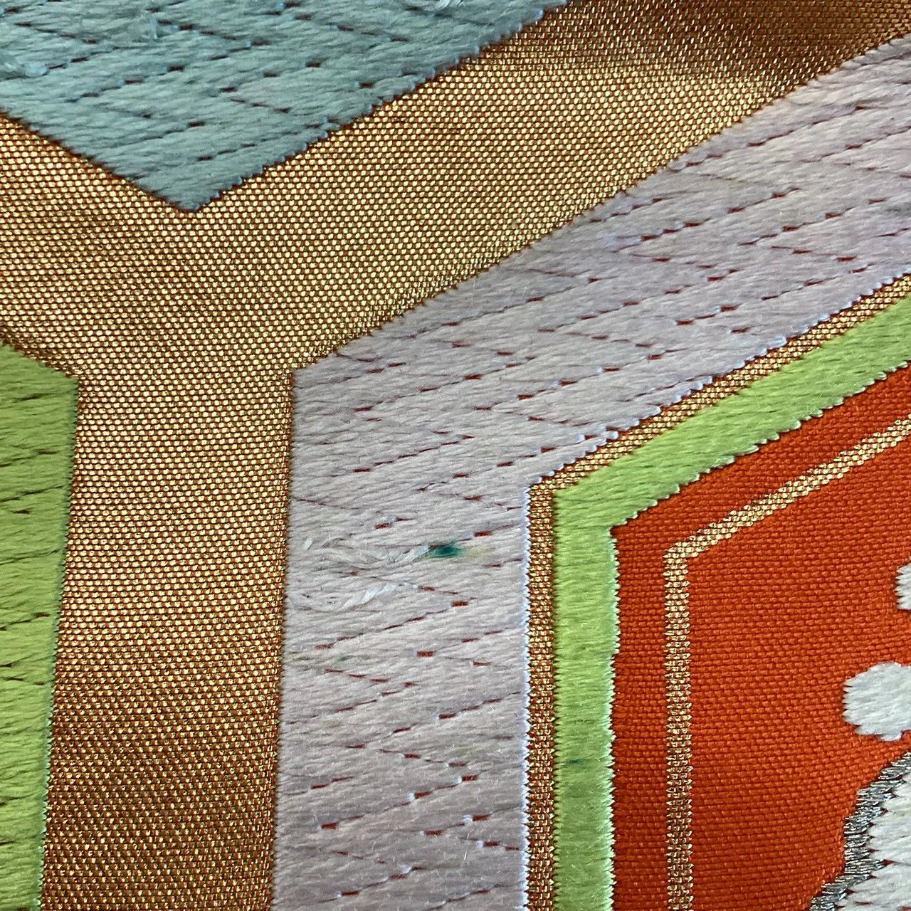 6247# Japanese Vintage Fukuro Obi Belt Kimono Fabric Silk Traditional Embroidery