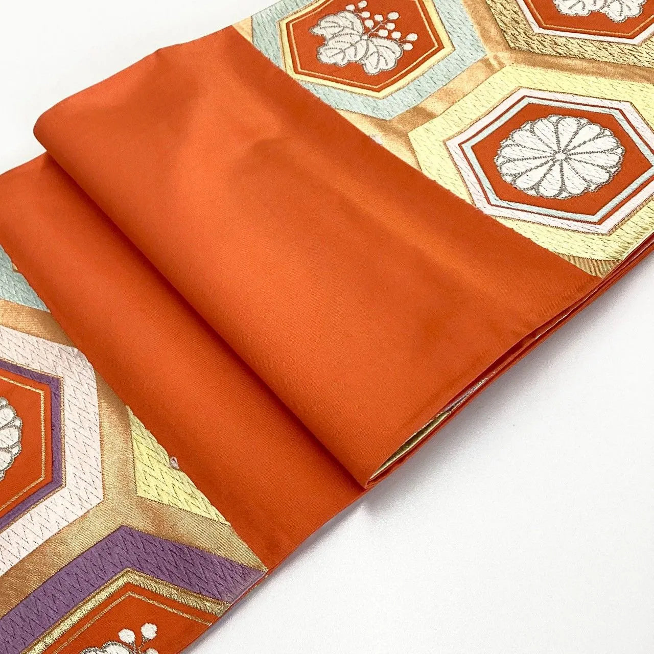 6247# Japanese Vintage Fukuro Obi Belt Kimono Fabric Silk Traditional Embroidery