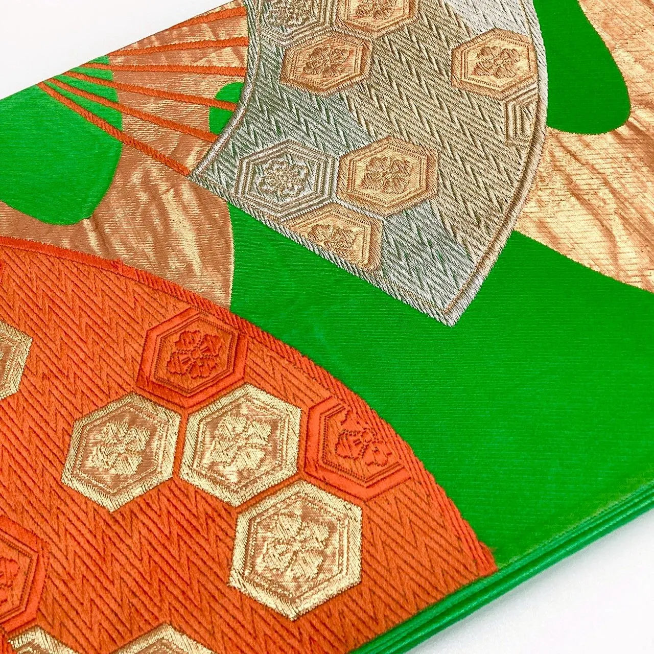 6252# Japanese Vintage Fukuro Obi Belt Kimono Fabric Silk Traditional