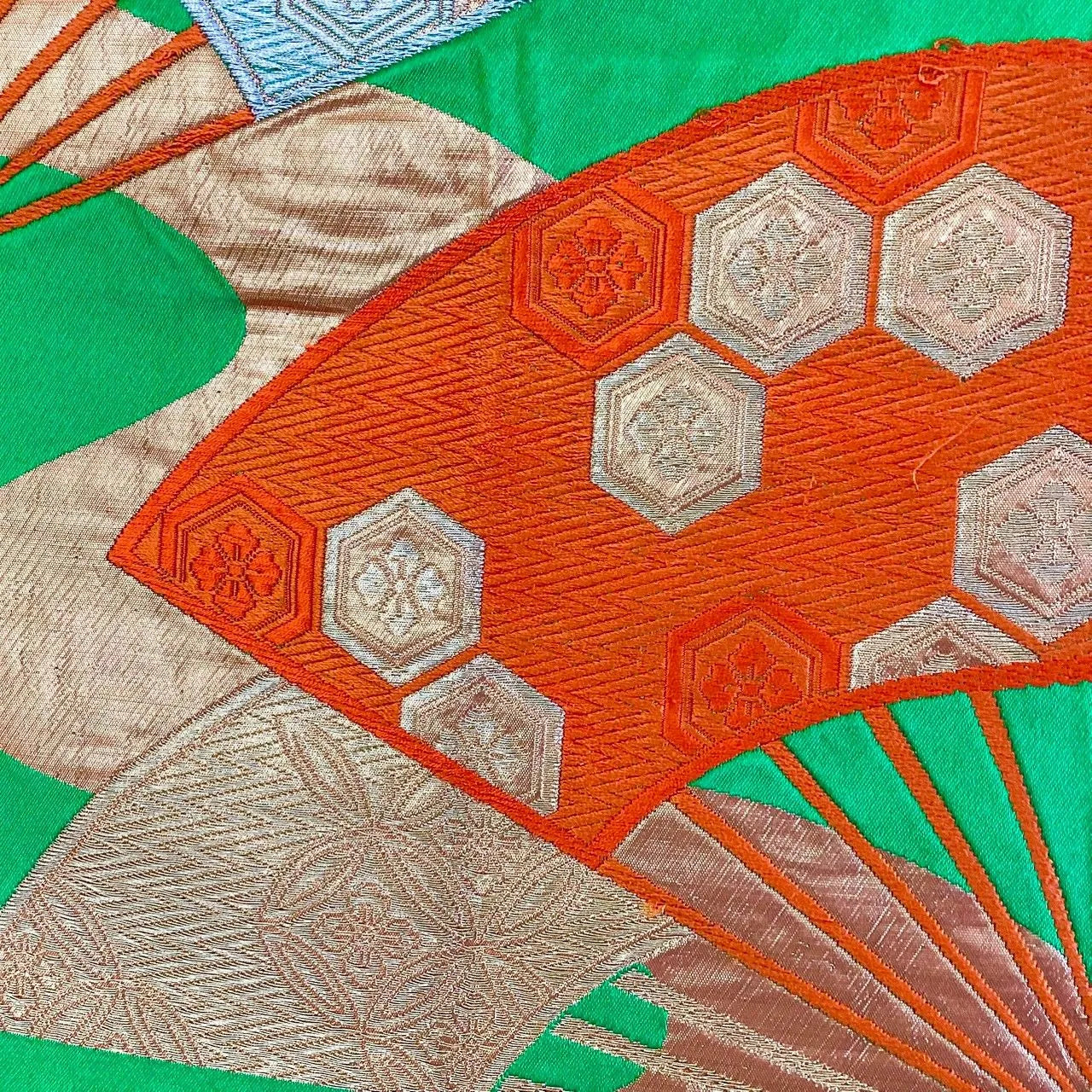 6252# Japanese Vintage Fukuro Obi Belt Kimono Fabric Silk Traditional