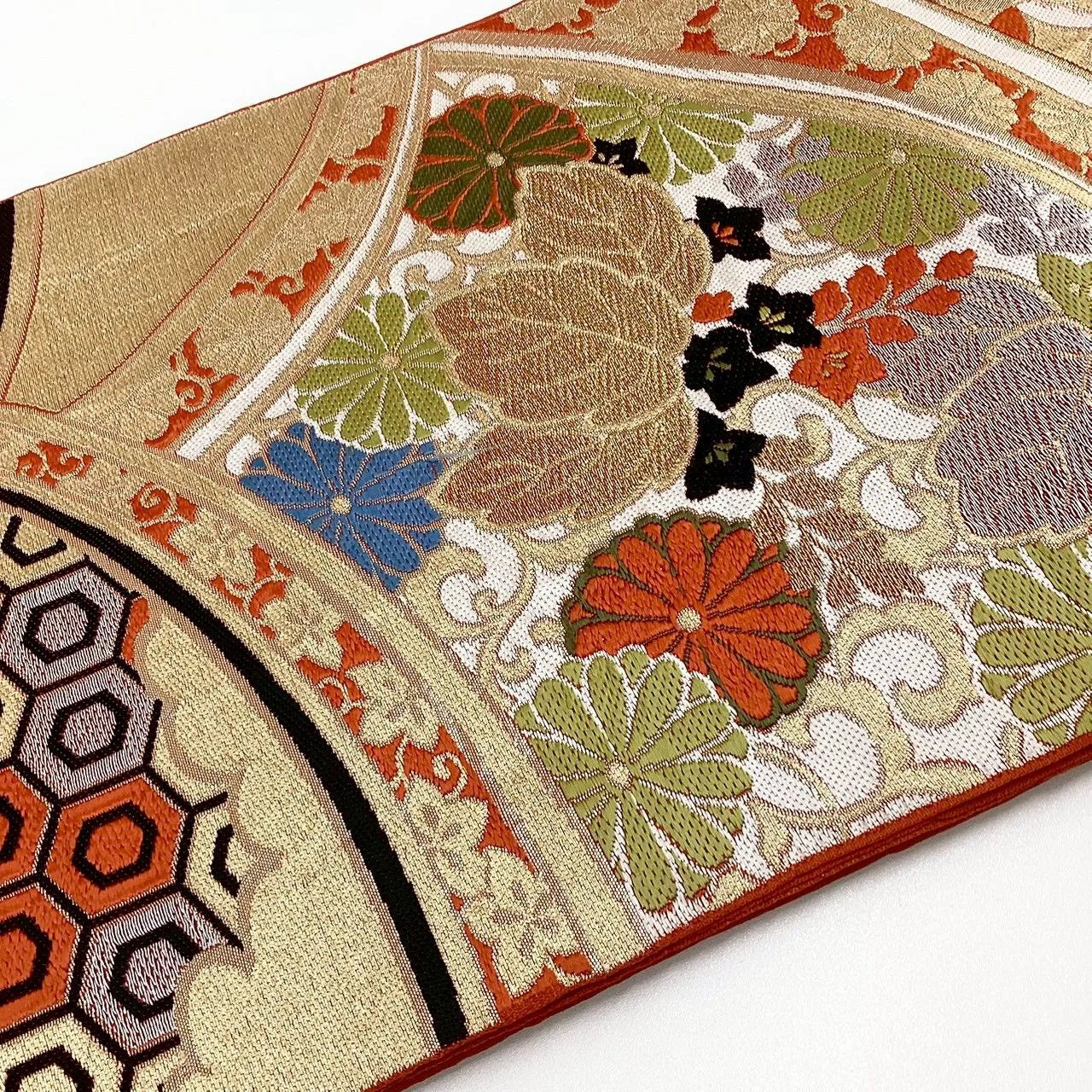 6255# Japanese Vintage Fukuro Obi Belt Kimono Fabric Silk Traditional