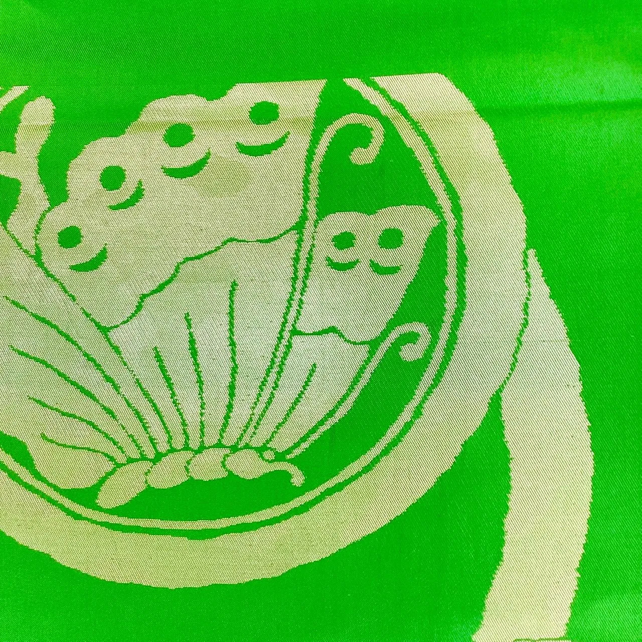 6256# Japanese Vintage Fukuro Obi Belt Kimono Fabric Silk Traditional Green