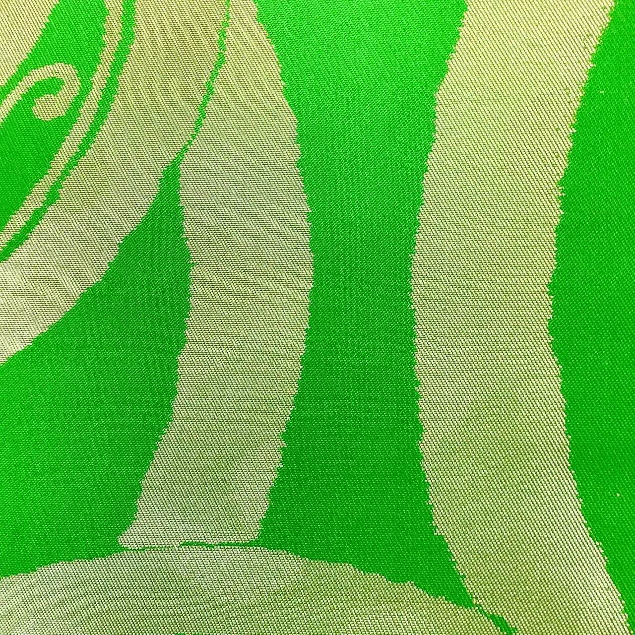 6256# Japanese Vintage Fukuro Obi Belt Kimono Fabric Silk Traditional Green