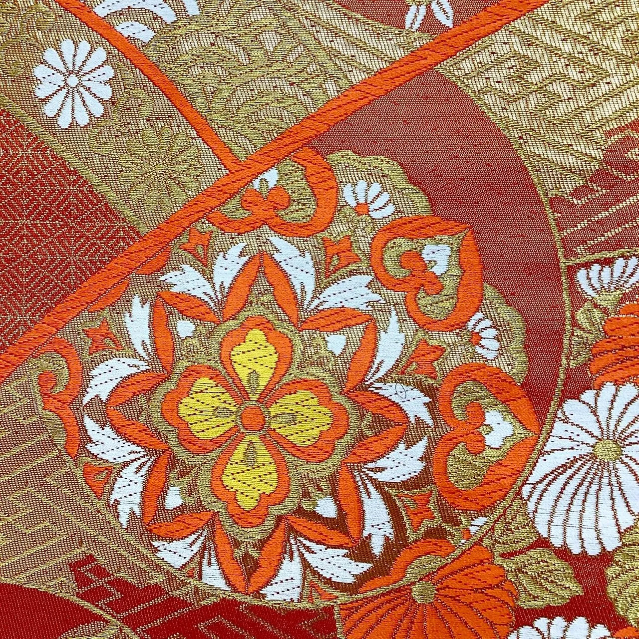 6258# Japanese Vintage Fukuro Obi Belt Kimono Fabric Silk Traditional