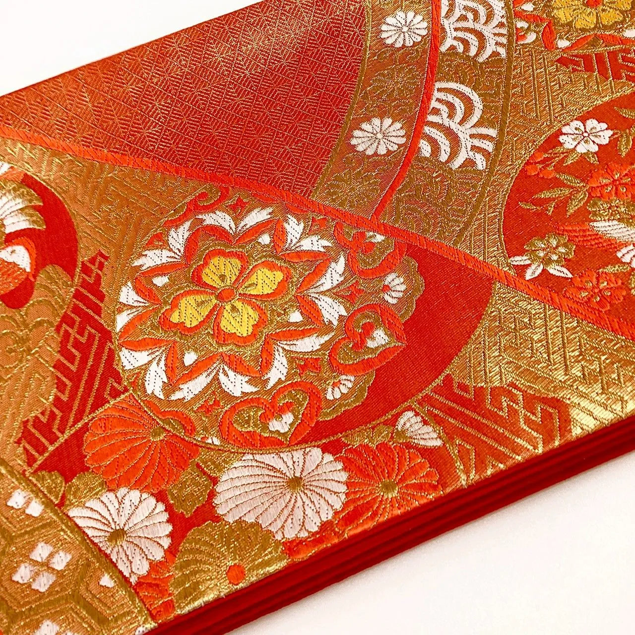 6258# Japanese Vintage Fukuro Obi Belt Kimono Fabric Silk Traditional