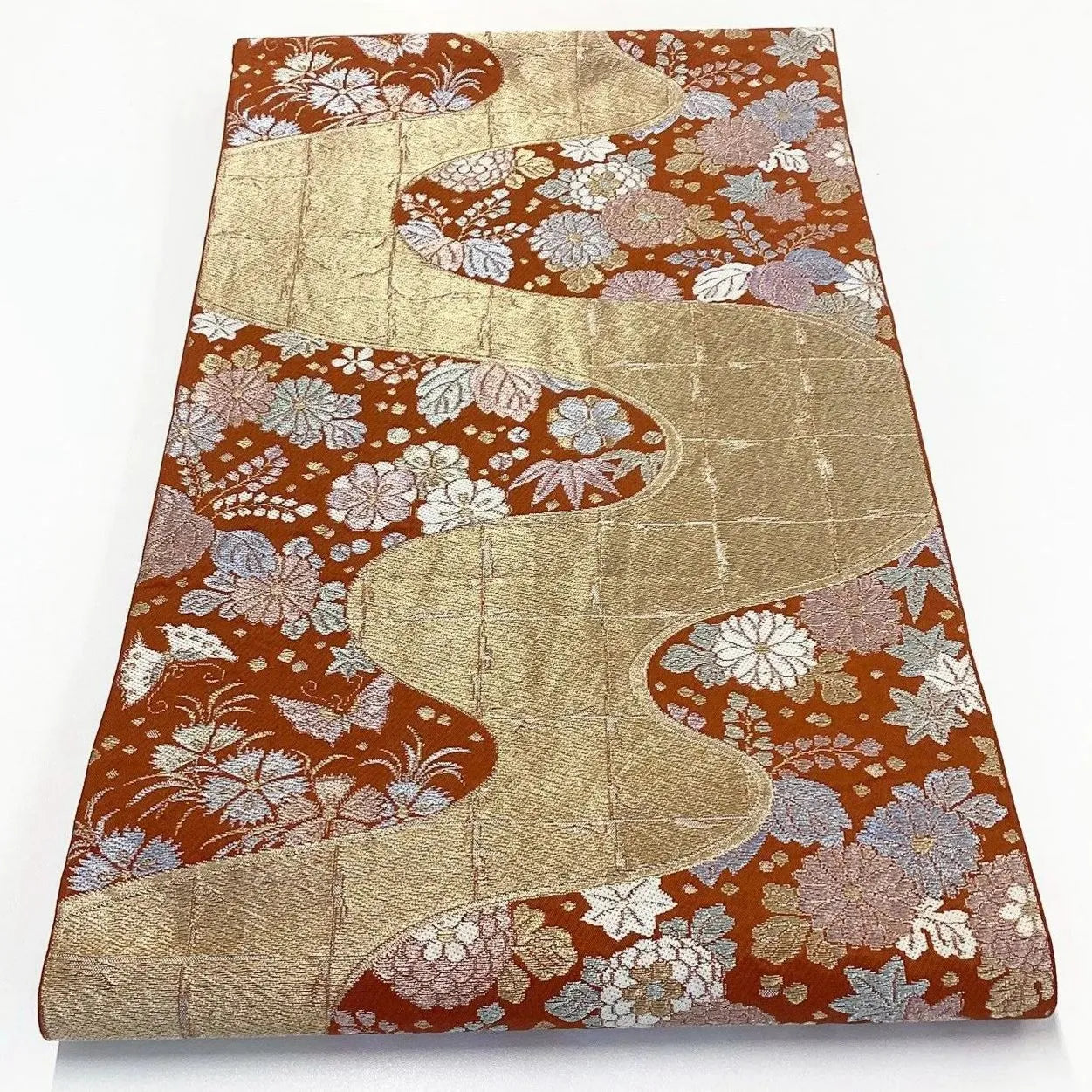 6240# Japanese Vintage Fukuro Obi Belt Kimono Fabric Silk Traditional