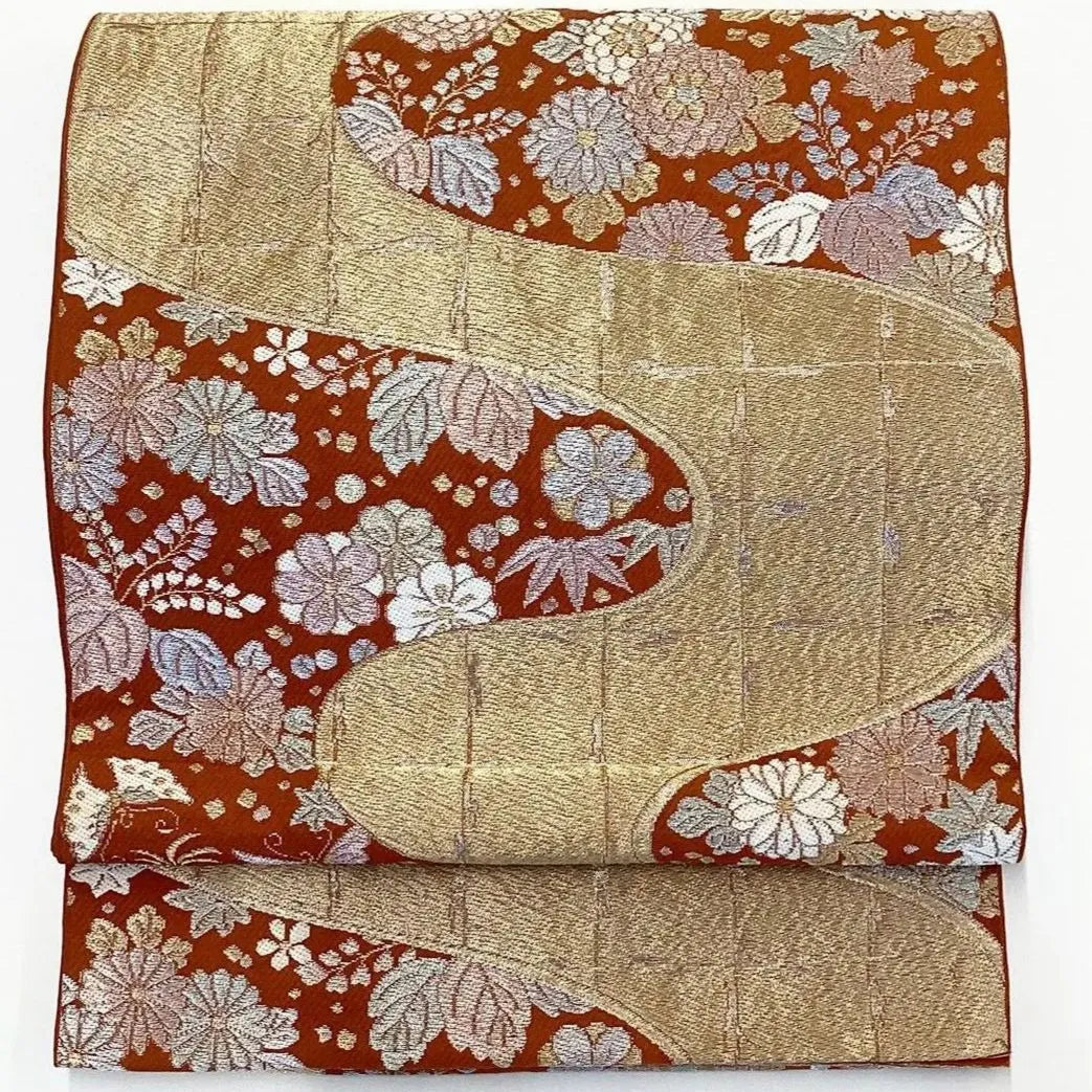 6240# Japanese Vintage Fukuro Obi Belt Kimono Fabric Silk Traditional