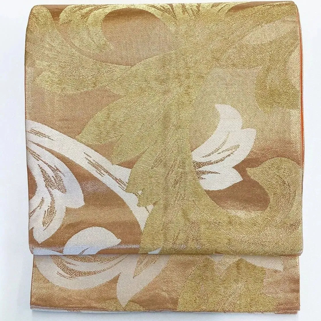 6245# Japanese Vintage Fukuro Obi Belt Kimono Fabric Silk Traditional Gold