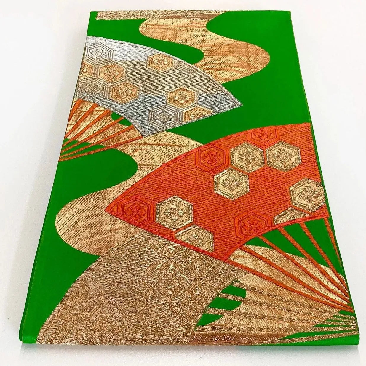 6252# Japanese Vintage Fukuro Obi Belt Kimono Fabric Silk Traditional