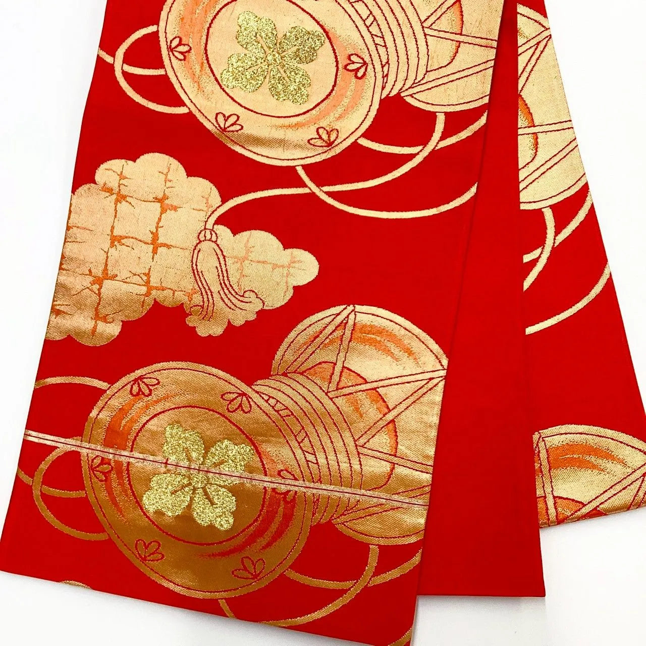 6262# Japanese Vintage Fukuro Obi Belt Kimono Fabric Silk Traditional