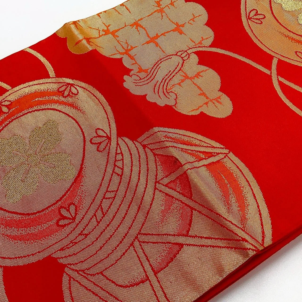 6262# Japanese Vintage Fukuro Obi Belt Kimono Fabric Silk Traditional