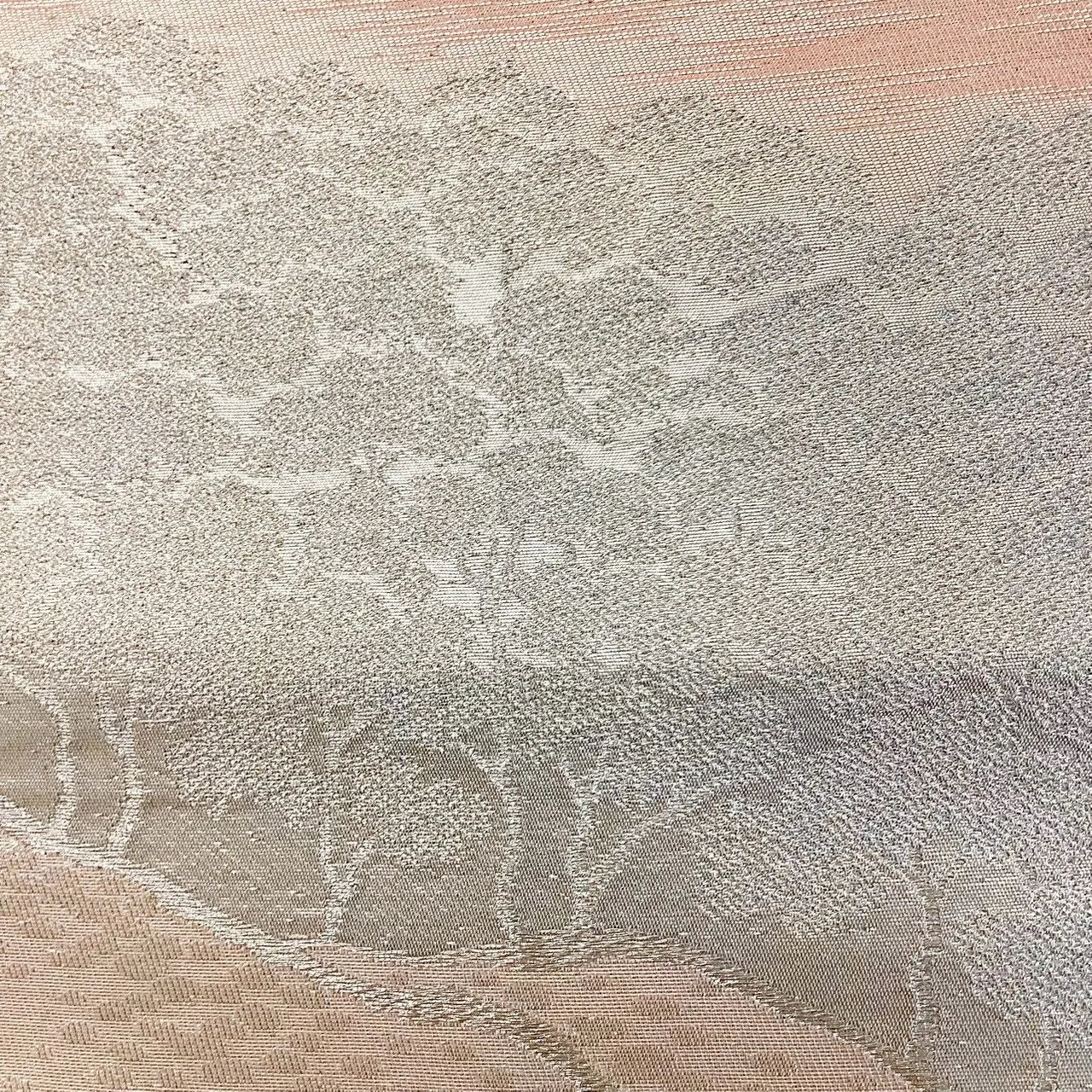 6263# Japanese Vintage Fukuro Obi Belt Kimono Fabric Silk Traditional Silver