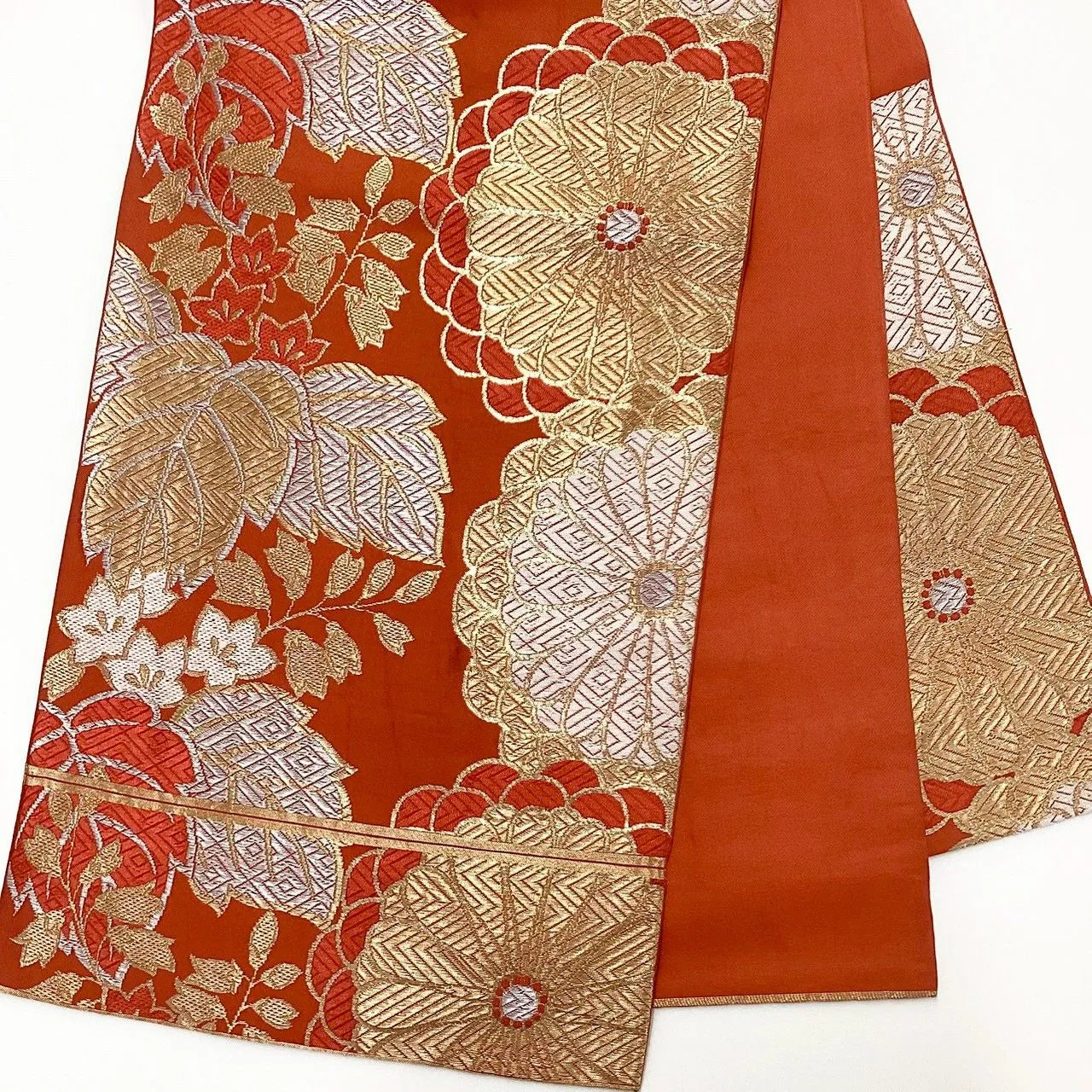 6267# Japanese Vintage Fukuro Obi Belt Kimono Fabric Silk Traditional