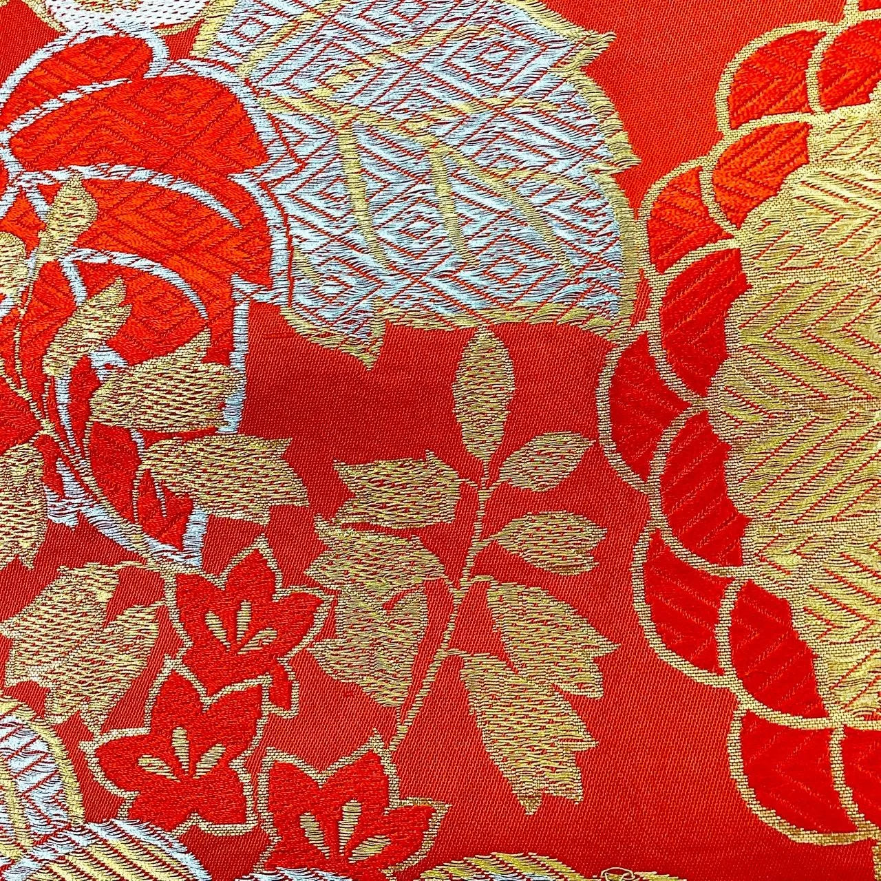 6267# Japanese Vintage Fukuro Obi Belt Kimono Fabric Silk Traditional
