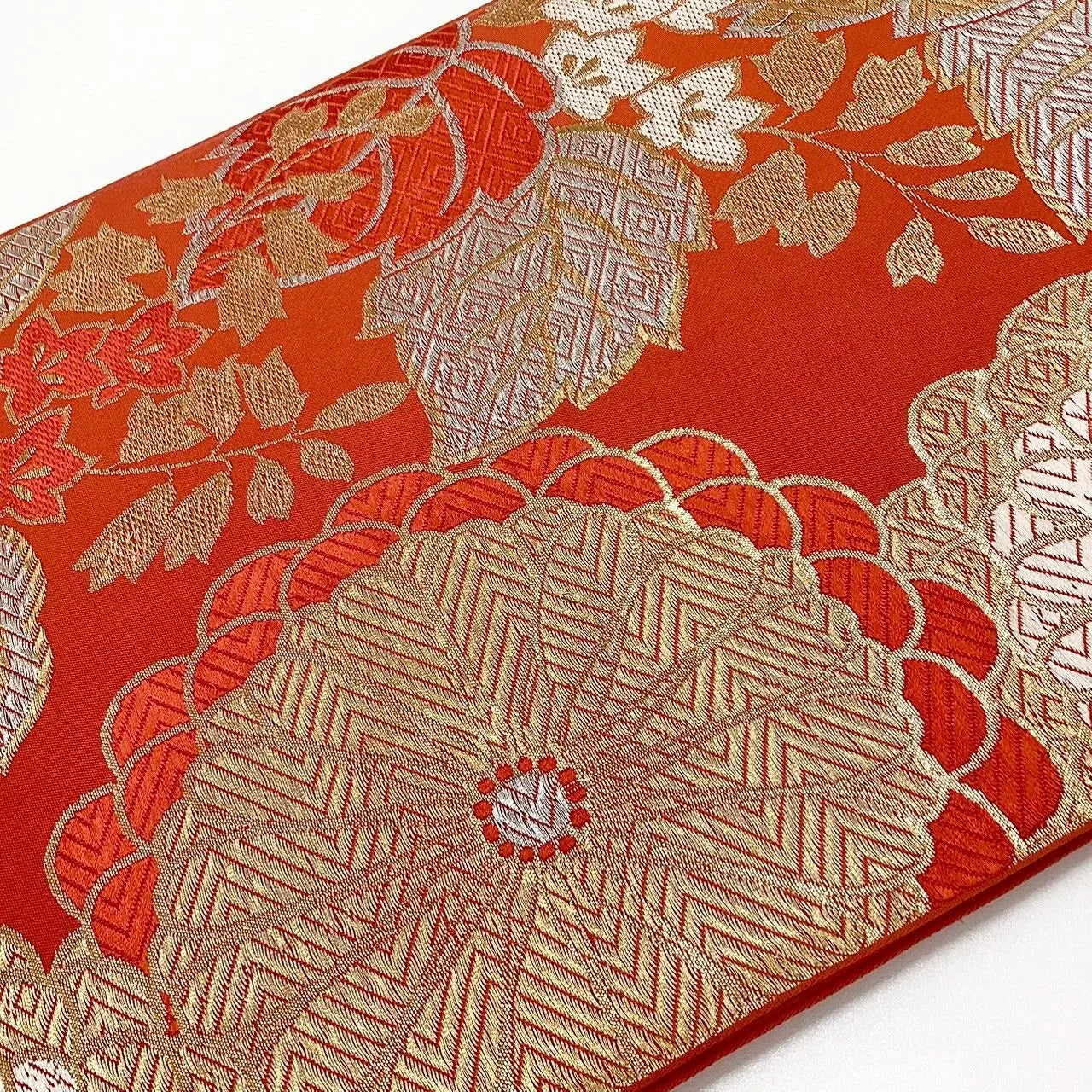6267# Japanese Vintage Fukuro Obi Belt Kimono Fabric Silk Traditional