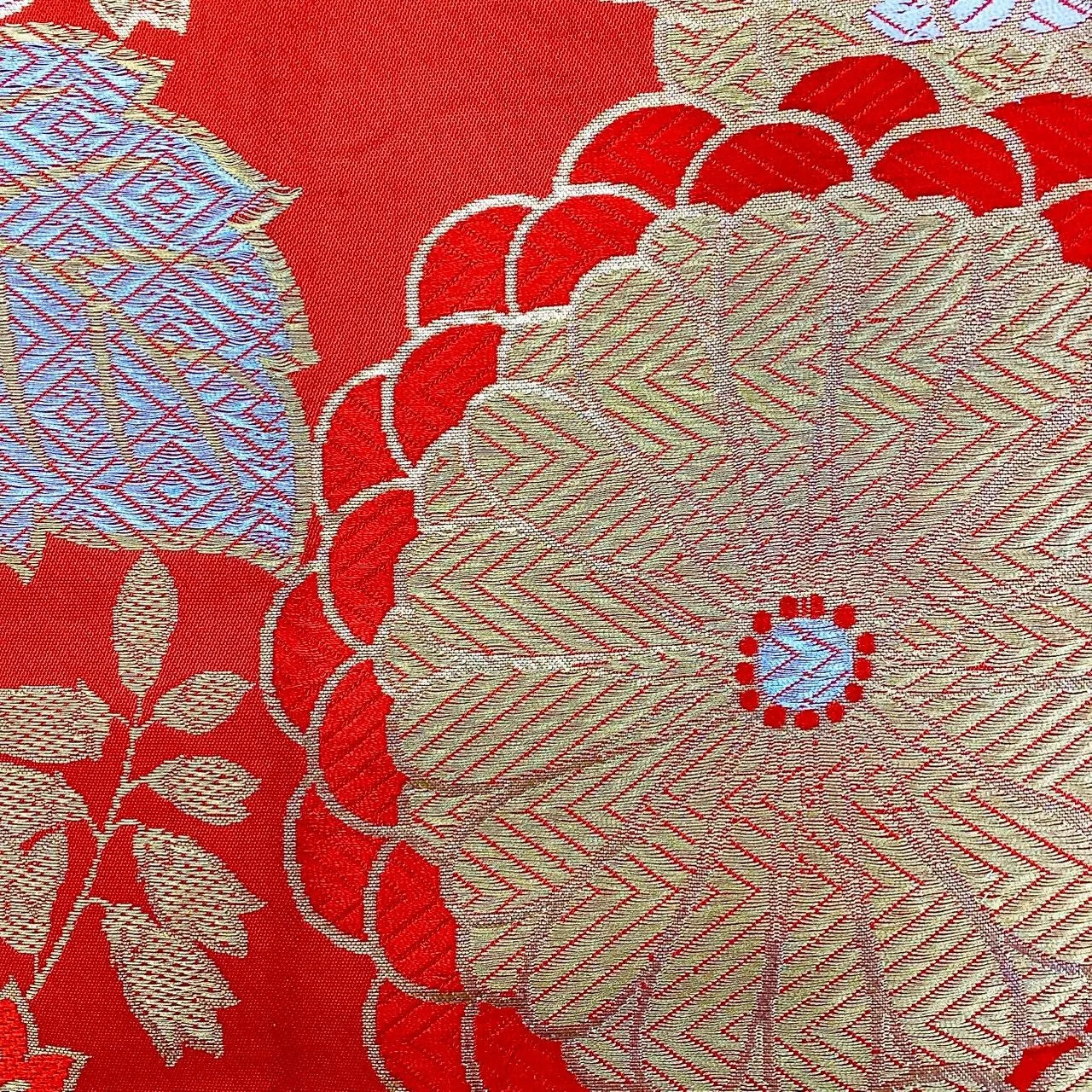 6267# Japanese Vintage Fukuro Obi Belt Kimono Fabric Silk Traditional