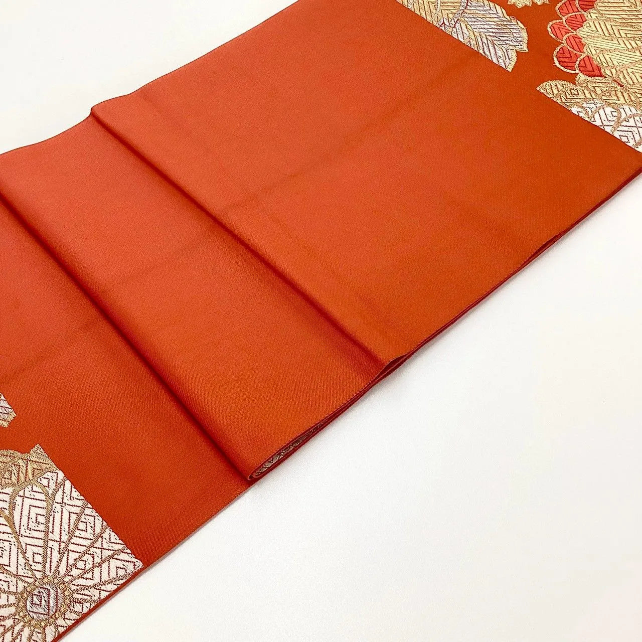 6267# Japanese Vintage Fukuro Obi Belt Kimono Fabric Silk Traditional