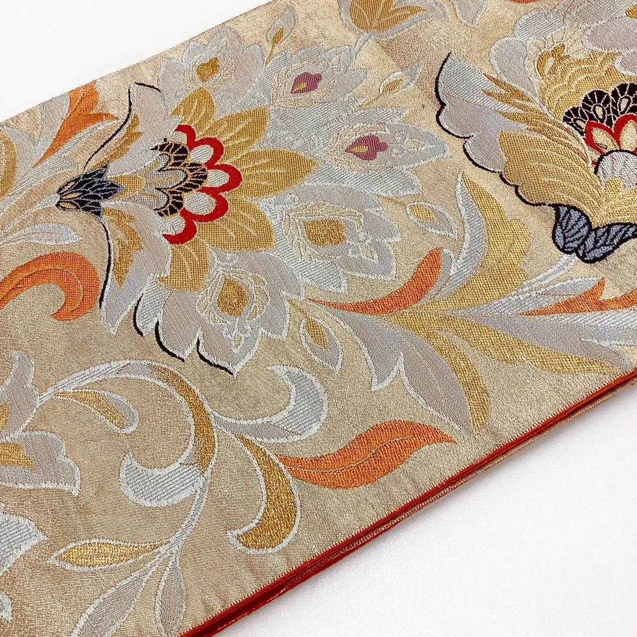 6271# Japanese Vintage Fukuro Obi Belt Kimono Fabric Silk Traditional