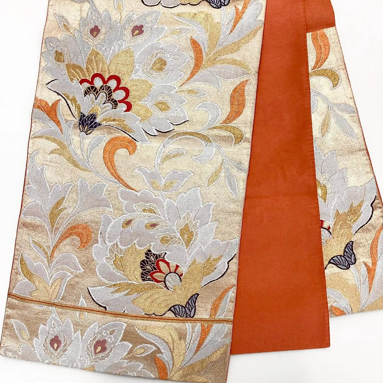 6271# Japanese Vintage Fukuro Obi Belt Kimono Fabric Silk Traditional