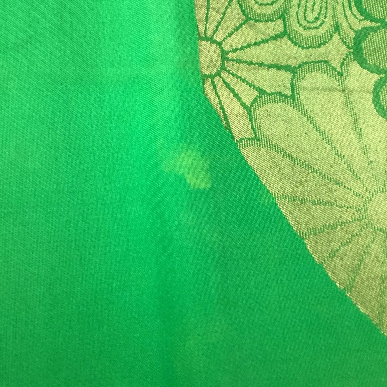 6272# Japanese Vintage Fukuro Obi Belt Kimono Fabric Silk Traditional Green