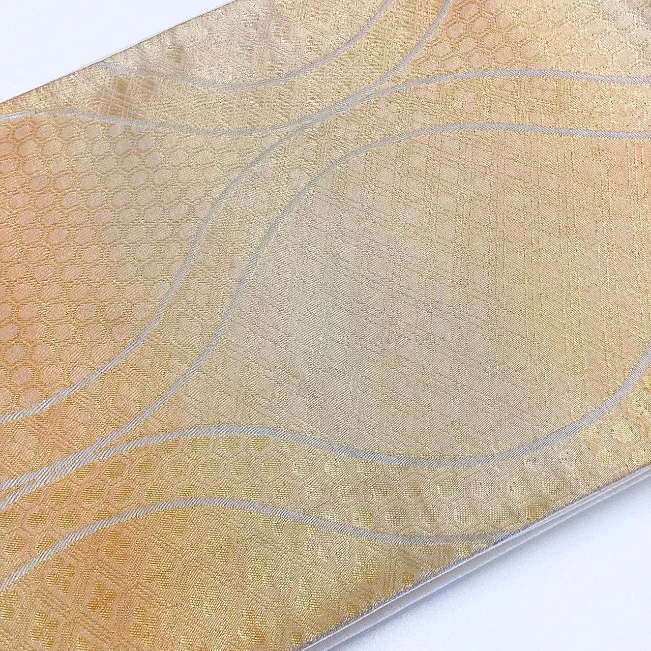 6274# Japanese Vintage Fukuro Obi Belt Kimono Fabric Silk Traditional Gold