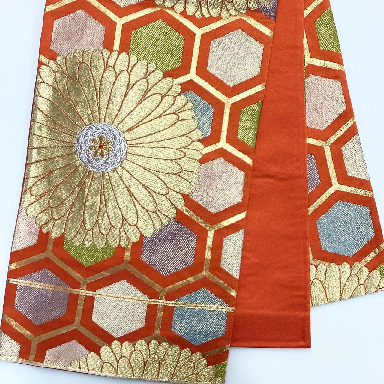 6275# Japanese Vintage Fukuro Obi Belt Kimono Fabric Silk Traditional