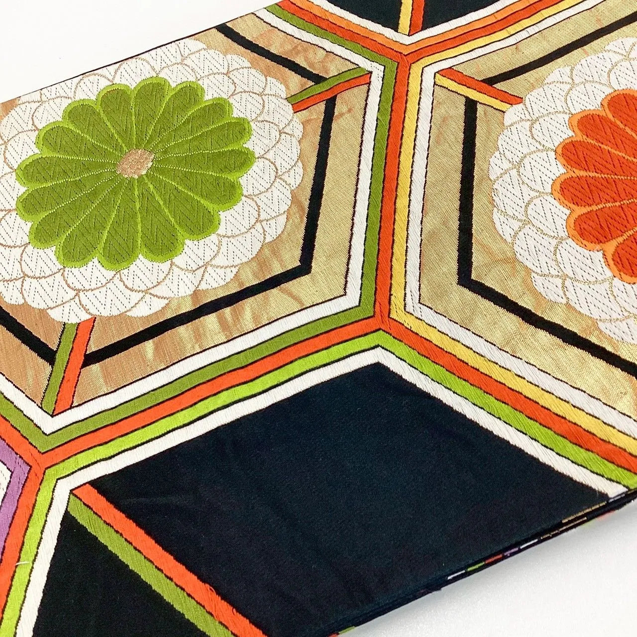 6277# Japanese Vintage Fukuro Obi Belt Kimono Fabric Silk Traditional Embroidery