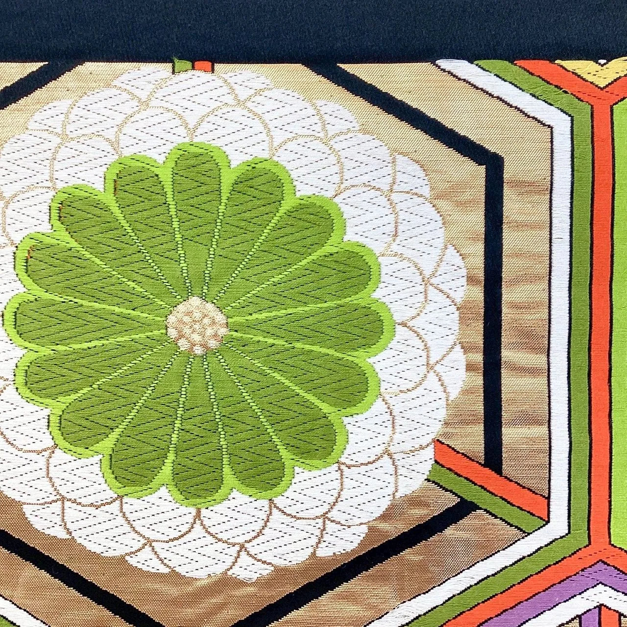 6277# Japanese Vintage Fukuro Obi Belt Kimono Fabric Silk Traditional Embroidery