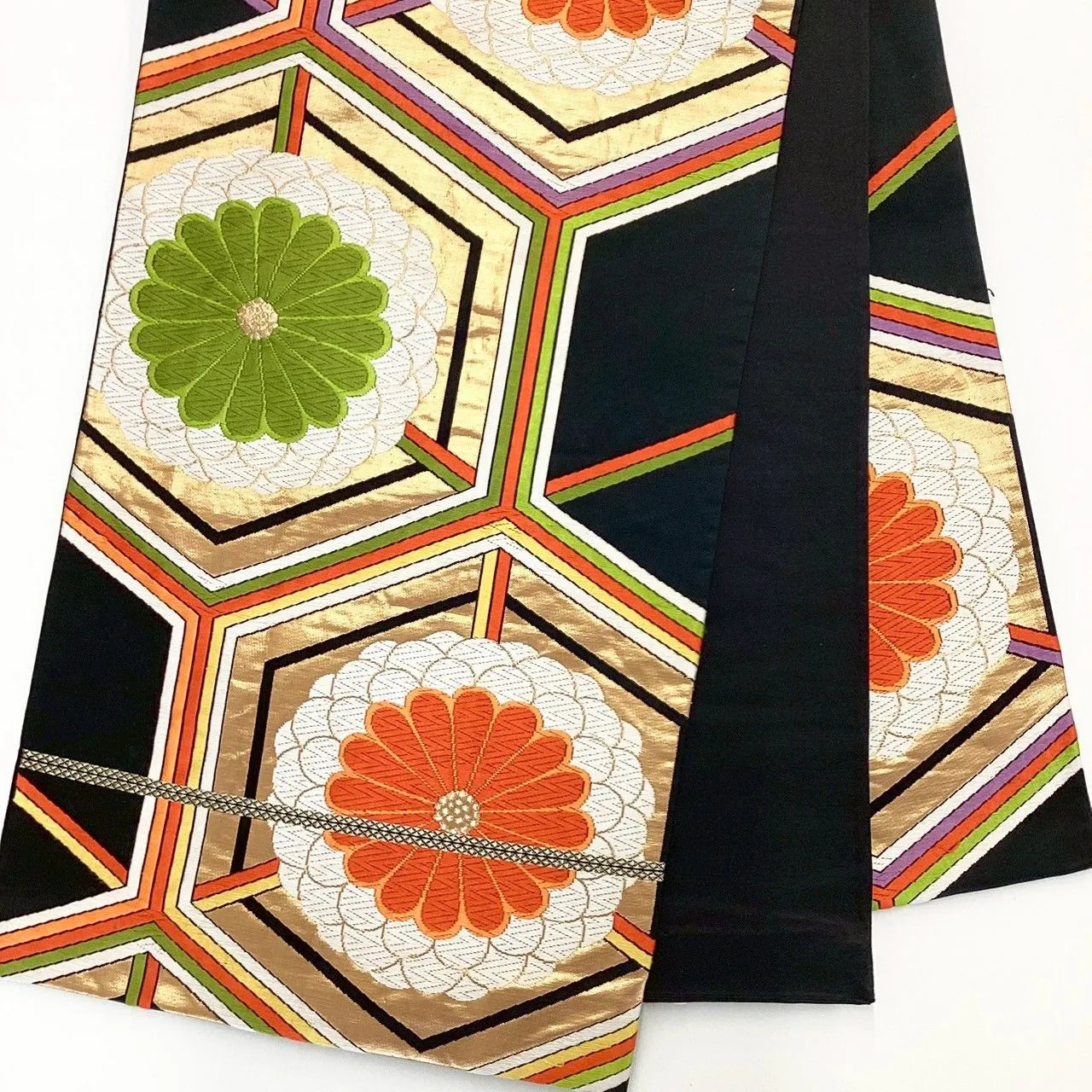 6277# Japanese Vintage Fukuro Obi Belt Kimono Fabric Silk Traditional Embroidery