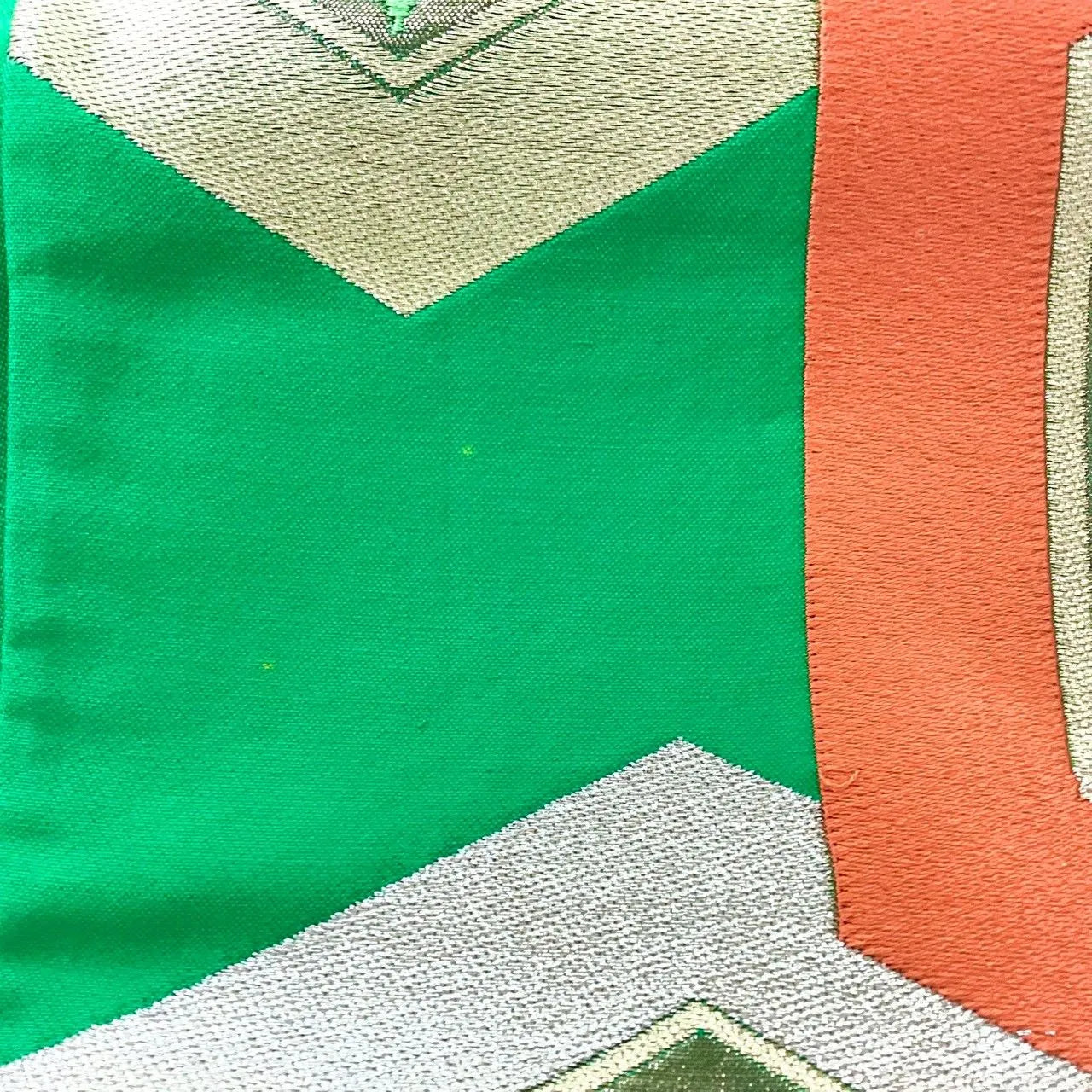 6278# Japanese Vintage Fukuro Obi Belt Kimono Fabric Silk Traditional Green