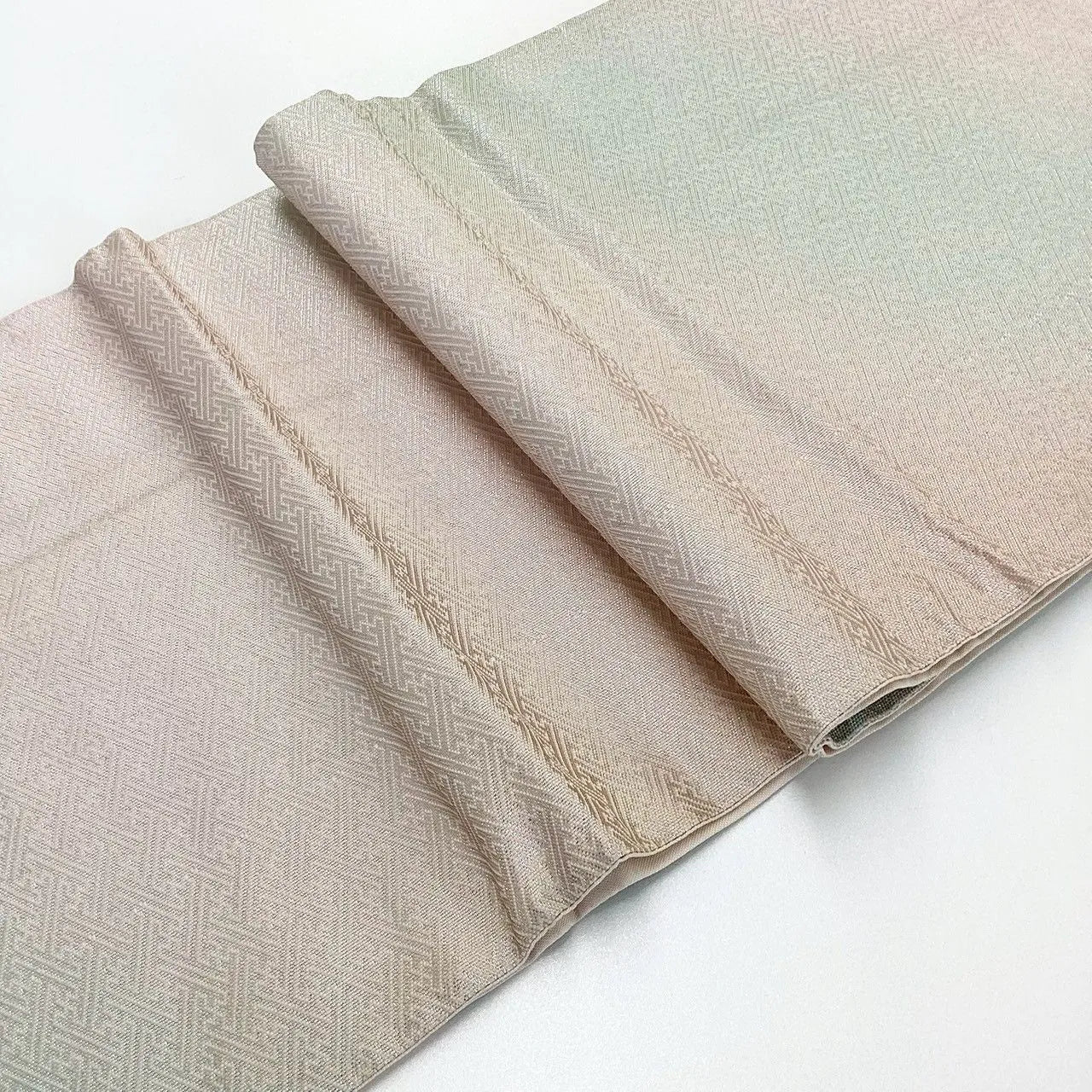 6279# Japanese Vintage Fukuro Obi Belt Kimono Fabric Silk Traditional Silver