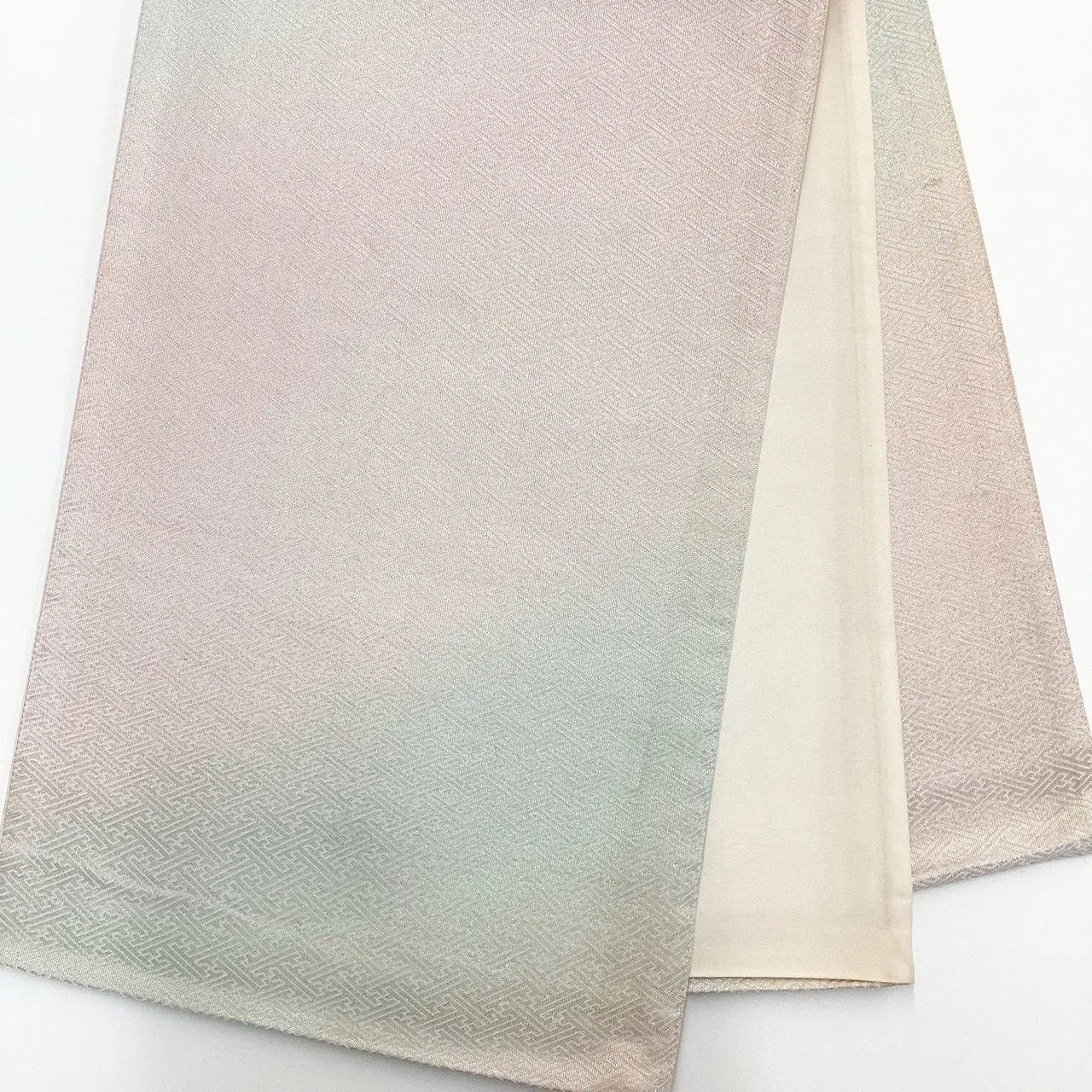 6279# Japanese Vintage Fukuro Obi Belt Kimono Fabric Silk Traditional Silver