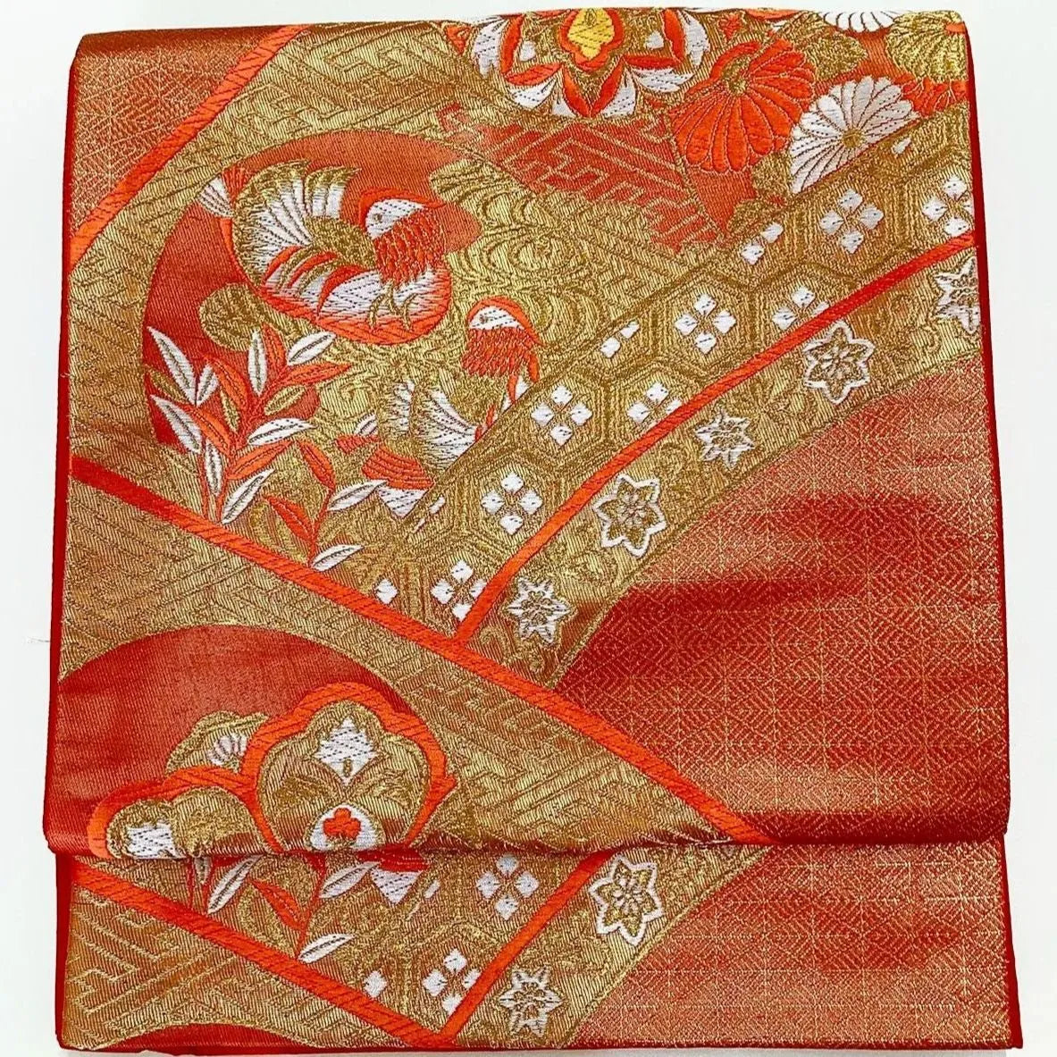 6258# Japanese Vintage Fukuro Obi Belt Kimono Fabric Silk Traditional