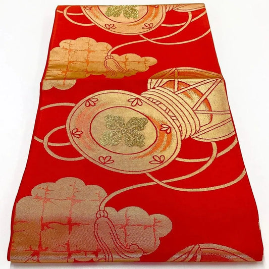 6262# Japanese Vintage Fukuro Obi Belt Kimono Fabric Silk Traditional