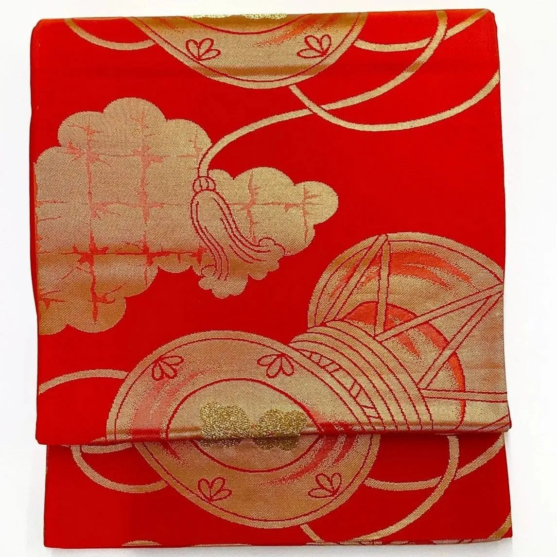 6262# Japanese Vintage Fukuro Obi Belt Kimono Fabric Silk Traditional