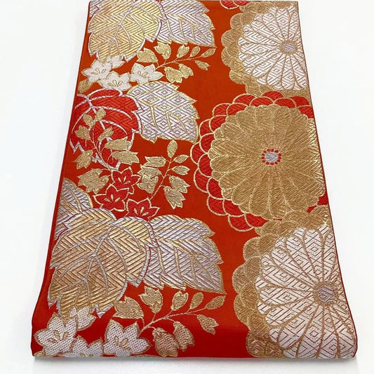 6267# Japanese Vintage Fukuro Obi Belt Kimono Fabric Silk Traditional