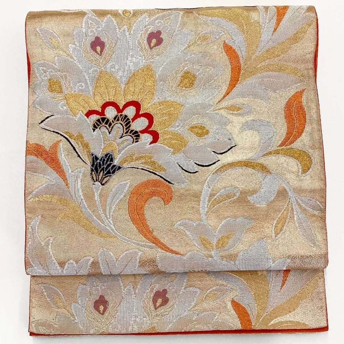 6271# Japanese Vintage Fukuro Obi Belt Kimono Fabric Silk Traditional