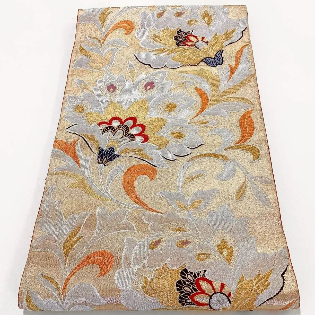 6271# Japanese Vintage Fukuro Obi Belt Kimono Fabric Silk Traditional