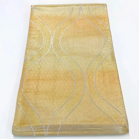 6274# Japanese Vintage Fukuro Obi Belt Kimono Fabric Silk Traditional Gold