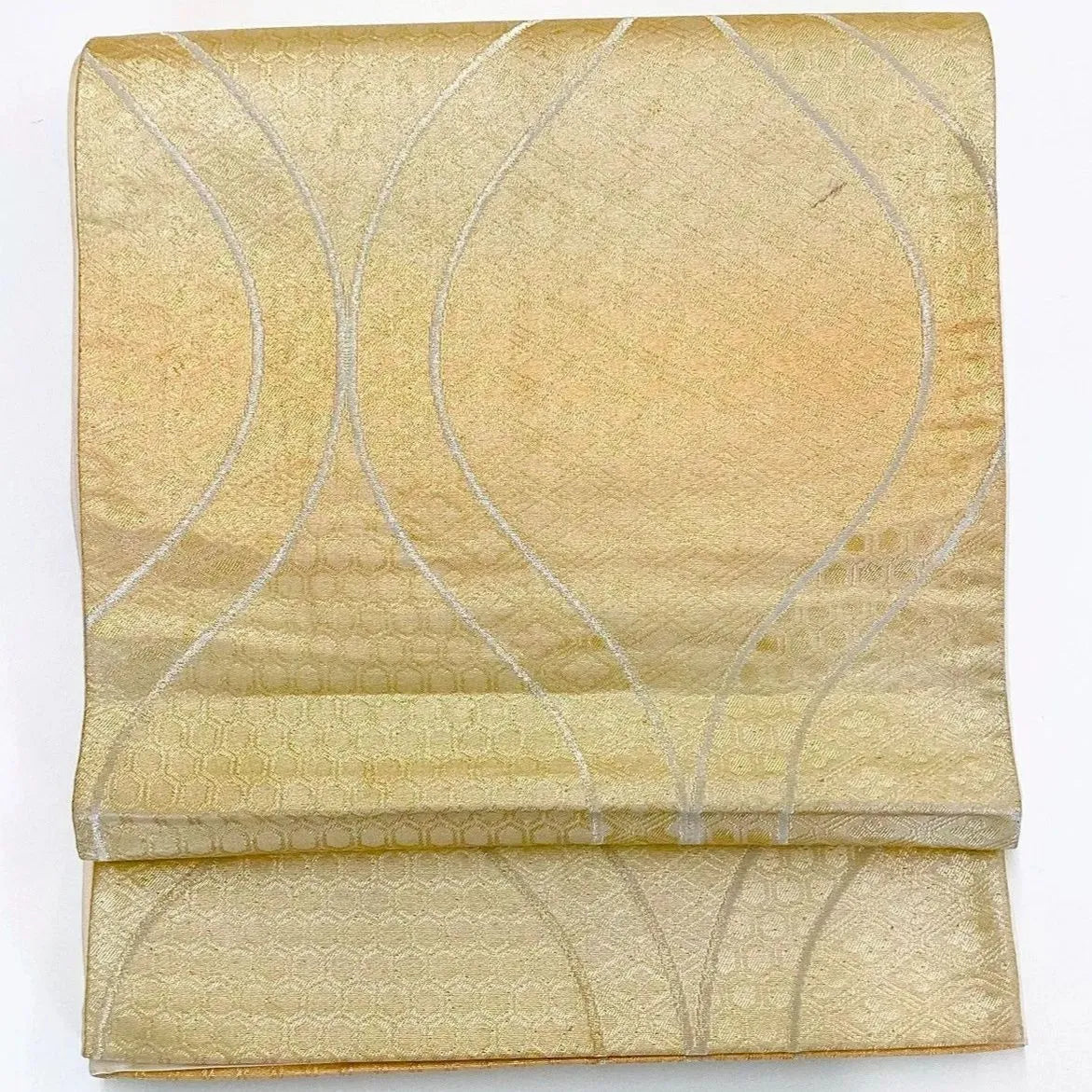 6274# Japanese Vintage Fukuro Obi Belt Kimono Fabric Silk Traditional Gold