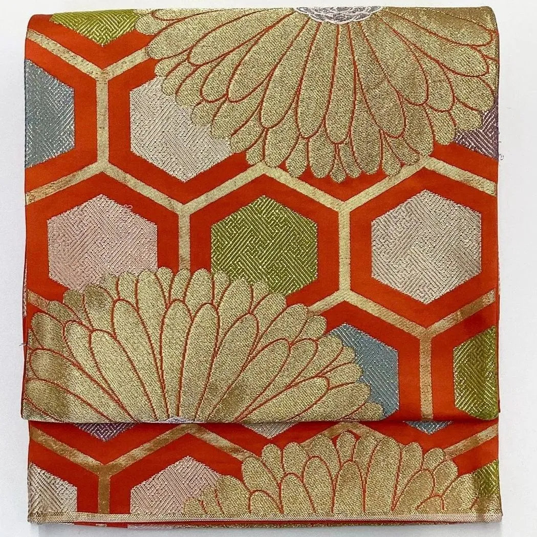 6275# Japanese Vintage Fukuro Obi Belt Kimono Fabric Silk Traditional