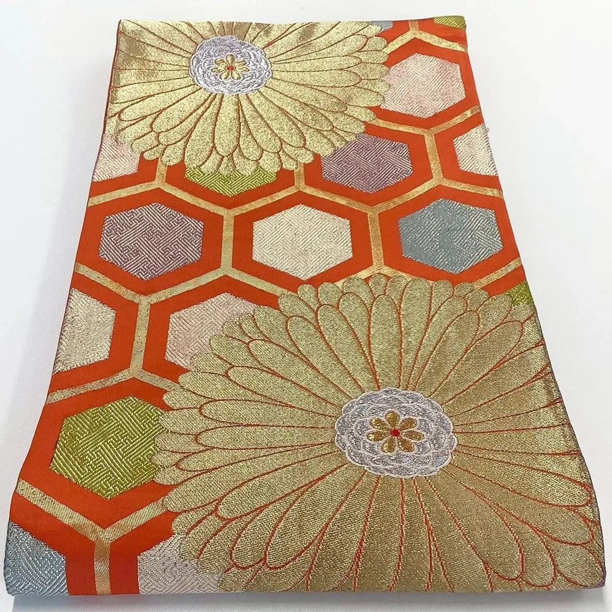 6275# Japanese Vintage Fukuro Obi Belt Kimono Fabric Silk Traditional